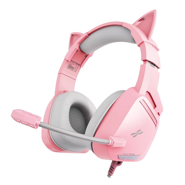 Plextone G800 Mark II Pink Cat Ears Gaming Headphones with Mic | 3.5mm