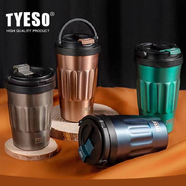 Tyeso Classy Stainless Coffee Cup Mug Flip Up Cover | 400ML & 500ML